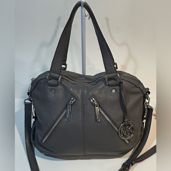 Michael Kors Charcoal Gray pebble leather Leather Satchel hobo crossbody - Picture 2 of 11